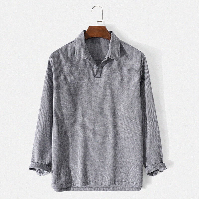 Simple Texture Long Sleeve Henley Shirts