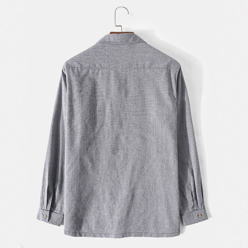 Simple Texture Long Sleeve Henley Shirts