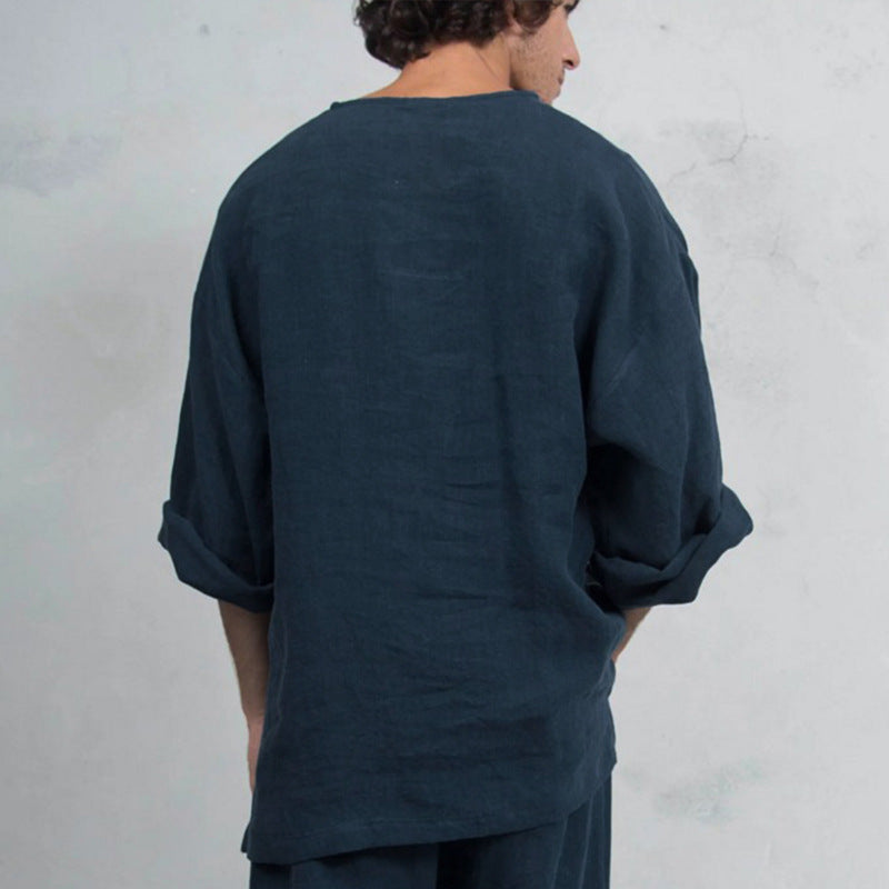 Men's Loose Linen Tunic Shirts