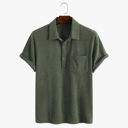 Vintage 1960s Waffle Knit Patched Pocket Shirt